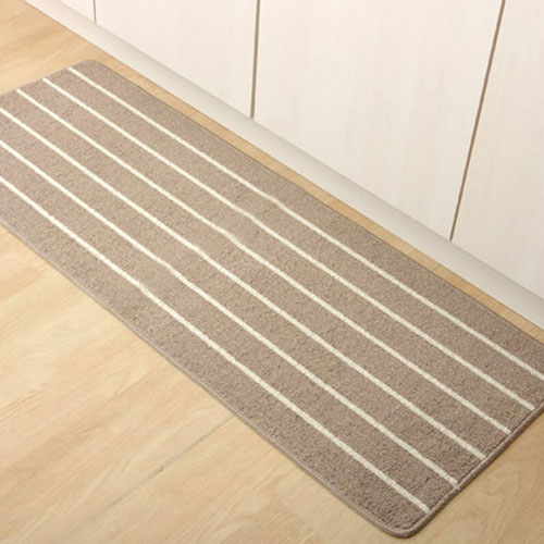 メーカー直送 イケヒコ キッチンマット 洗える シンプルボーダー ベージュ 約45×240cm