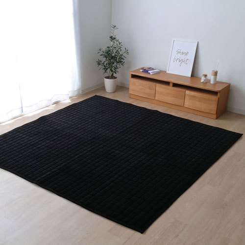 メーカー直送 イケヒコ ラグ 長方形 無地 もっちり ブラック 200×250cm メーカー直送 イケヒコ ラグ 長方形 無地 もっちり ブラック 200×250cm