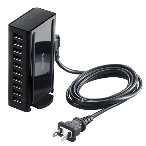 エレコム ELECOM USB充電器 AC充電器対応 USB-A×10ポート 60w ブラック EC-ACD04BK