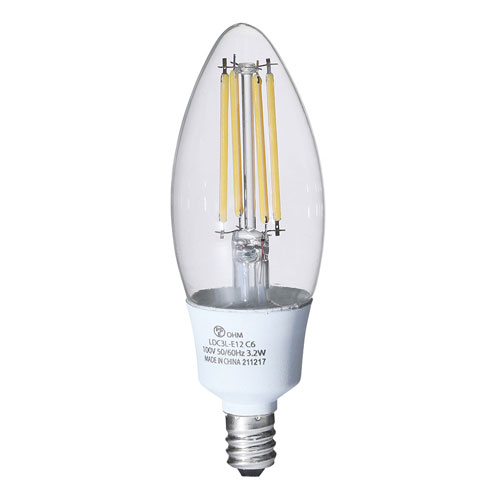 オーム電機 LEDフィラメント電球 シャンデリア球 E12 40形相当 電球色 LDC3L-E12 C6 [2]