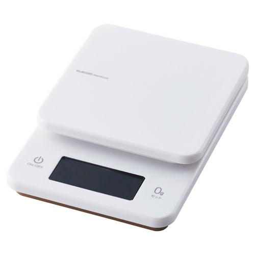 エレコム ELECOM キッチンスケール デジタルスケール 計量器 はかり 最大3kg 0.5g単位 バックライト付き ホワイト HCS-KSA01WH