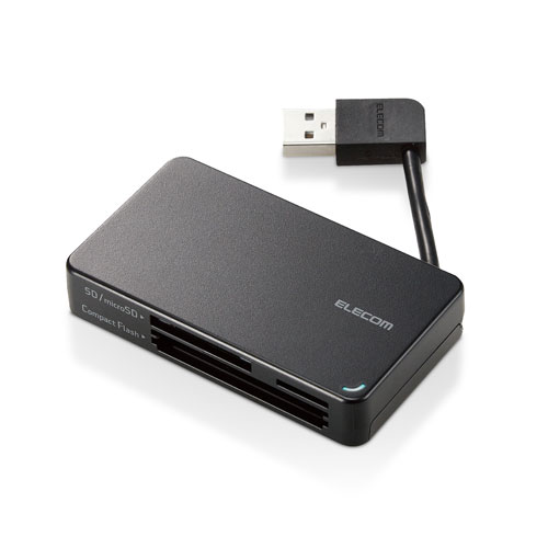 ポスト投函 エレコム ELECOM カードリーダー USB2.0 ケーブル収納タイプ Windows11 Mac ブラック MR-K304BK