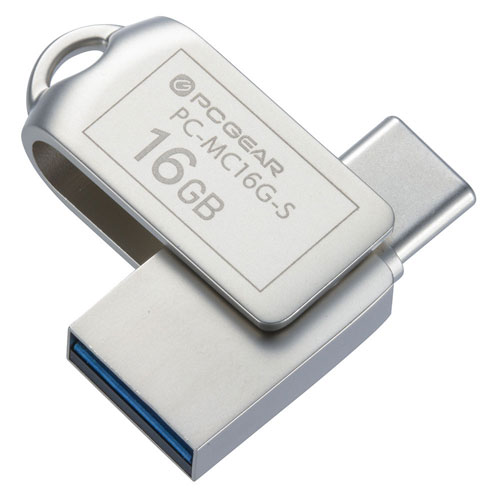 オーム電機 USBメモリー 16GB TypeC&TypeA対応 PC-MC16G-S