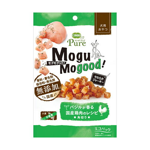 -------------------------------------------------------------- 画像はイメージです。 ※ PC環境により実際の色味や質感と異なって表示される場合がございます。 ※ 部品・パーツなどの一部の商品では本体の商品画像を使用しております。 ※ 製品の仕様・画像・パッケージは、メーカー側から予告なく変更される場合があります。 -------------------------------------------------------------- ▲商品の特性上、基本的にご返品を承ることが出来ません。何卒ご了承ください。（返品・キャンセル不可） モグモグやわらかい角切りジャーキー。国産鶏むね肉＆バジル入り。着色料・香料・保存料・発色剤無添加。■ 内容量(g)50■ 原材料国産鶏肉、バジル、食塩、グリセリン、プロピレングリコール■ 原産国日本 【発売元、製造元、輸入元又は販売元】日本ペットフード こちらの商品は、ペット用の商品です。広告文責：ナチュラルウェブ株式会社TEL：03-6423-0750※パッケージ・内容等予告なく変更する場合がございます。 【メーカー・ブランド】 日本ペットフード / NPF 【#119】