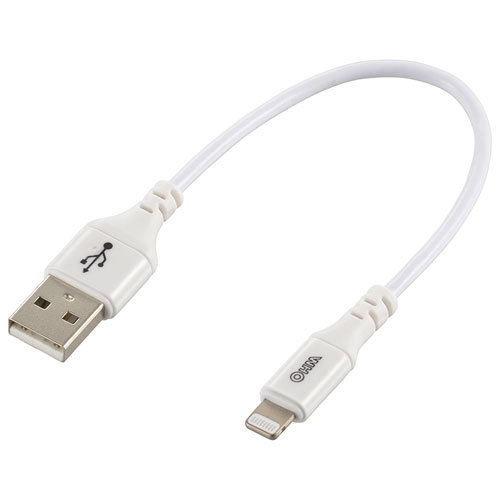 オーム電機 AudioComm ライトニングケーブル USB TypeA/Lightning 15cm SIP-L015AH-W