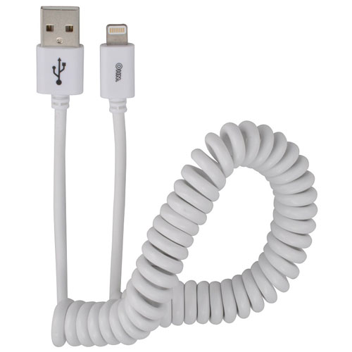オーム電機 AudioComm カール式 ライトニングケーブル 1.8m IP-C18CLH-W オーム電機 AudioComm カール式 ライトニングケーブル 1.8m IP-C18CLH-W