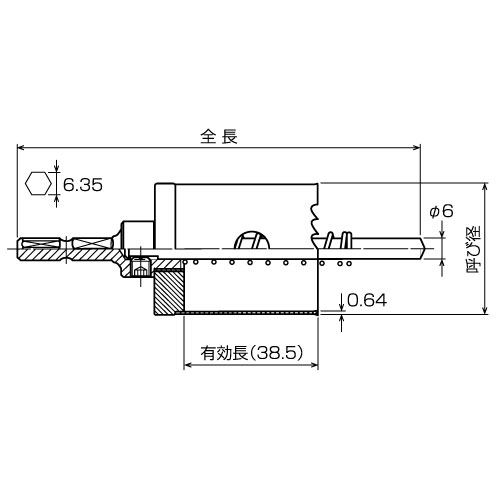 monoのマーベル ジョブマスター ツバなし インパクトロングホールソー 28mm ILH-28｜アングル2