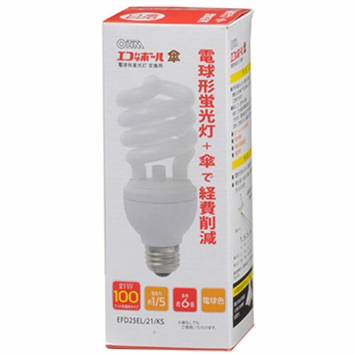 電球形蛍光灯 口金E26 一般電球 EFA25ED/21-A101H 電球形蛍光ランプ 100W形 E26 昼光色 ELPA（エルパ・朝日電器）