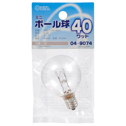 Other - オーム電機 ミニボール球 E12/40W クリア LB-G4240-C