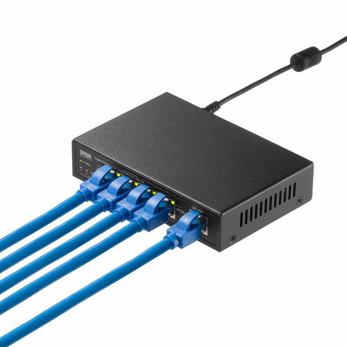 サンワサプライ ギガビット対応PoEスイッチングハブ 5ポート ブラック LAN-GIGAPOE52