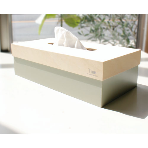 ヤマト工芸 T CUBE ティーキューブ ティッシュケース ストーングレー YK19-102 ティッシュボックス 木製 ウッド ナチュラル モダン シンプル 日本製 [2]