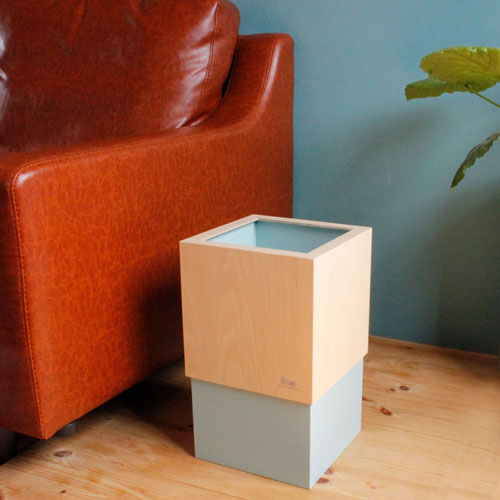 ヤマト工芸 W CUBE ダストボックス 10L ペールブルーグリーン Pbg YK06-012 ごみ箱 スリム 木製 木 ウッド 省スペース コンパクト ナチュラル 高級感 日本製