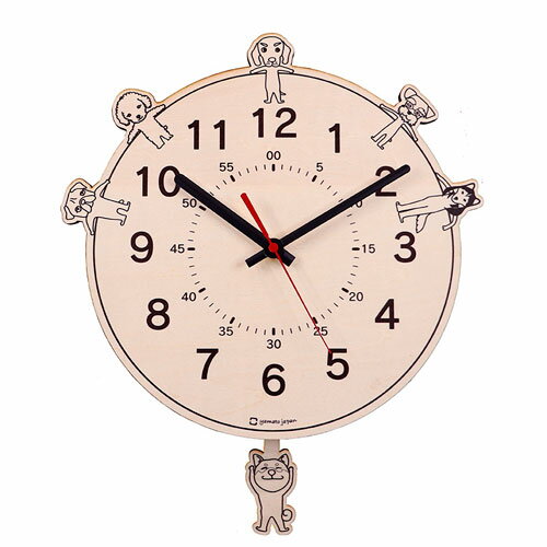 【送料無料】ヤマト工芸 DOGS clock ドッグスクロック 掛け時計 振り子 YK22-003 時計 数字 壁掛け 壁掛け時計 犬 いぬ イヌ 子供部屋 天然木 木製 ウッド 木 日本製