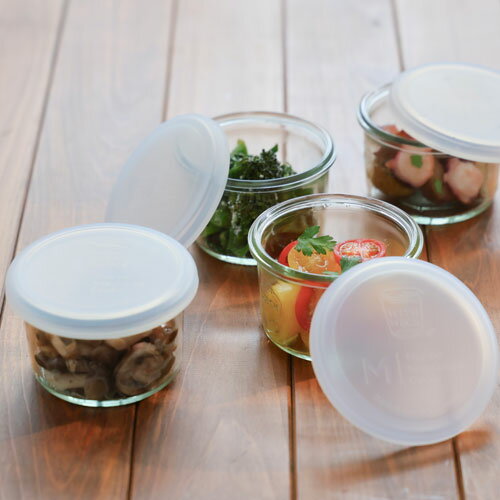 WECK HOME SET MOLD 170ml 4点セット WE-S226 保存容器 ガラス 丸型 キャニスター 保存容器 保存瓶 調味料容器 密閉容器 食品保存 ストッカー ジャム瓶