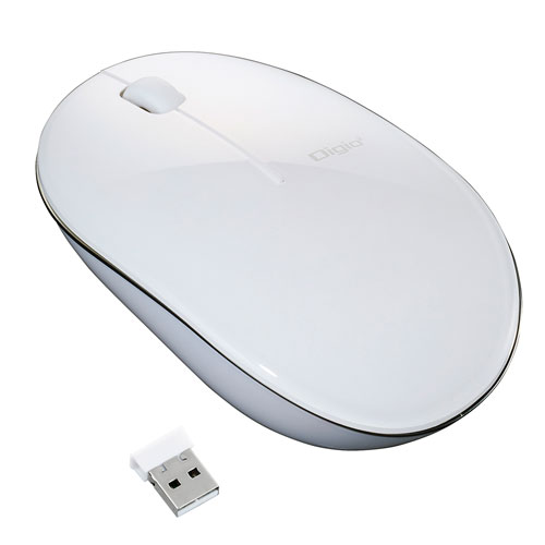 ナカバヤシ Digio2 無線 マウス 3ボタン/BlueLED FLATTY ホワイト MUS-RKT153NW