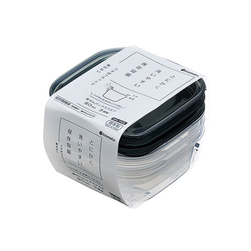 Plastic Storage Containers - イノマタ化学 楽ちんパック スクエア 90ml クリアーブラック 3個組