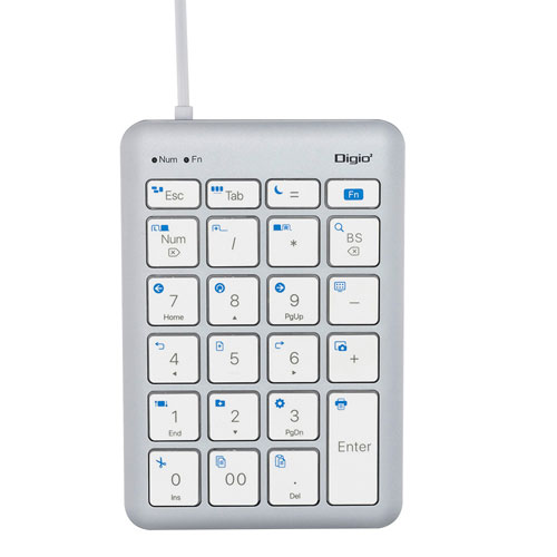 monoのナカバヤシ Digio2 有線 USB Type-C テンキーボード ショートカット付 シルバーホワイト TNK-SU235SLW｜アングル2