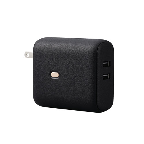 エレコム ELECOM AC充電器一体モバイルバッテリー 5000mAh 12W A×2 ブラック DE-AC06-5000BK