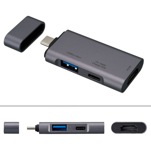 �ʥ��Х䥷 Digio2 USB Type-C �ݥ��åȥ����� �ɥå��󥰥��ơ������ PD�б� ���졼 UD-C08GY