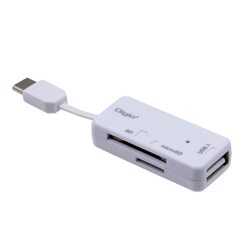 ナカバヤシ Digio2 USB2.0 Type-C SD-microSDカードリーダーライター ホワイト CRW-CSD90W