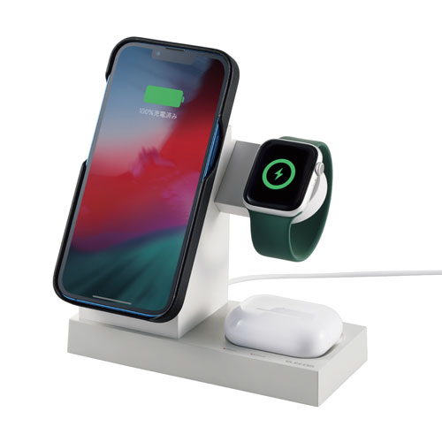 エレコム ELECOM 3in1マグネットワイヤレス充電スタンド 7.5W+5W+Apple Watch ホワイト W-MS06WH エレコム ELECOM 3in1マグネットワイヤレス充電スタンド 7.5W+5W+Apple Watch ホワイト W-MS06WH
