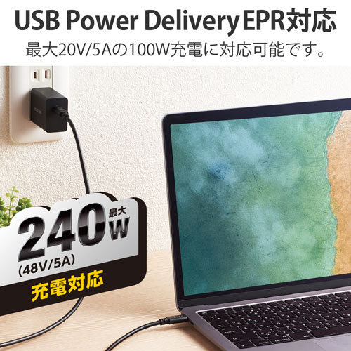 エレコム ELECOM USB2.0ケーブル 認証品 USB Type-C TM to USB Type-C TM 1m ブラック U2C-CCPE10NBK