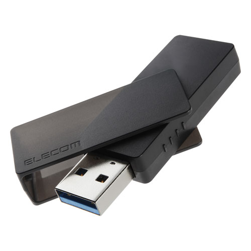 【送料無料】ポスト投函 エレコム ELECOM キャップ回転式USBメモリ ブラック MF-RMU3B128GBK