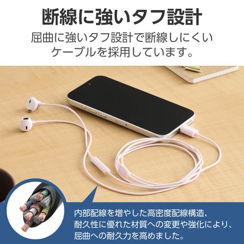 monoのエレコム ELECOM タイプC イヤホン 有線 マイク付き セミオープン型 通話対応 USB Type-C ポート iPhone iPad Android ピンク EHP-DF13IMPN｜アングル3