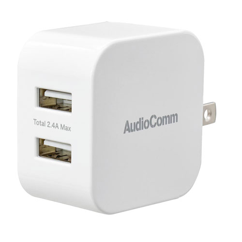 オーム電機 USBチャージャー 2.4A USB-A×2 ホワイト MAV-AU212N オーム電機 USBチャージャー 2.4A USB-A×2 ホワイト MAV-AU212N