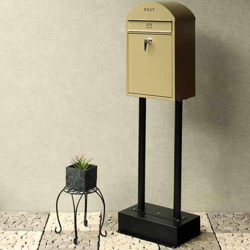 MOJYU スタンドポスト Geremia ジェレミア イエローベージュ/ブラック SDM-055 郵便ポスト スタンドタイプ ジェレミア