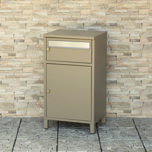 MOJYU 宅配ボックス付ポスト Mina ミーナ ミルクティーベージュ PBX-063 宅配ボックス ポスト一体型 戸建て 二段