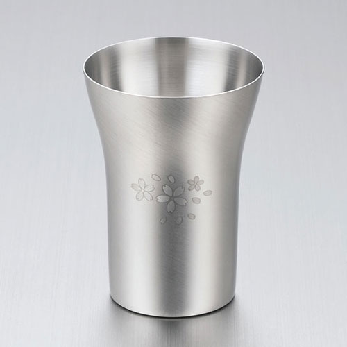 霜龍器物 18-8ステンレスタンブラー 小 サテン仕上げ 桜 SR-002