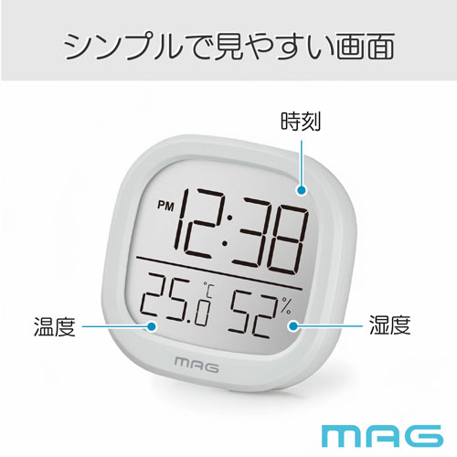 ノア精密 時計付温度湿度計 ライトグレー TH106LGYZ [3]