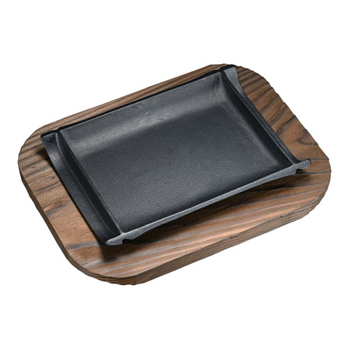 S 和風ステーキ皿 焼杉 竹 18cm
