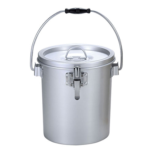 オオイ金属 シルバーアルマイト丸型二重食缶GL クリップ付237-BS 6l