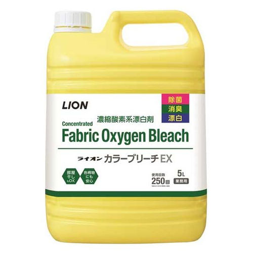 -------------------------------------------------------------- 画像はイメージです。 ※ PC環境により実際の色味や質感と異なって表示される場合がございます。 ※ 部品・パーツなどの一部の商品では本体の商品画像を使用しております。 ※ 製品の仕様・画像・パッケージは、メーカー側から予告なく変更される場合があります。 -------------------------------------------------------------- 抗菌成分配合の濃縮漂白剤。 ●濃縮タイプなので、少ない量でも菌やニオイ、汚れまでしっかり分解して、除菌、消臭、漂白します。●除菌、抗菌効果(※)で、部屋干し時の嫌なニオイも防ぎます。※・・・全ての菌に対して効果を有するわけではありません。●酸素系なので色柄物にも安心して使えます。●外国からの労働者増加に備え、正面のカテゴリー名称、裏面の安全に関わる表示(使用上の注意、応急処置)を日本語と英語の2ヶ国語で対応。■表示成分/全成分過酸化水素(酸素系)、界面活性剤(ポリオキシアルキレンアルキルエーテル)、安定化剤■使用方法洗濯用洗剤と一緒に使う。［消臭、黄ばみ、黒ずみの漂白］洗濯用洗剤と一緒に洗濯機に入れて洗う(水30Lに20ml)。［衣料全体のひどい汚れの漂白や衣料の除菌、抗菌］洗濯用洗剤と一緒に溶かし、30分〜2時間つけおきし、水ですすぐか洗濯する(水1Lに10ml)。［落ちにくい汚れの漂白］汚れに直接原液をつけ、放置せずすぐに洗濯用洗剤で洗う。よごれがひどい時は、汚れに直接原液をつけ、すぐに水か温水(約40℃)の洗剤液に30分〜2時間つけおきし、その後水ですすぐか洗濯する(汚れ部分に充分しみこむ程度)。【使用上の注意】用途外に使用しない。子供の手の届かない場所に保管する。認知症の方などの誤飲を防ぐため、保管場所に注意する。飛散した液を吸い込んだり、目に入らないよう注意する。作業時は炊事用手袋、マスク、保護メガネを着用する。使用後は手をよく洗う。熱湯で使わない。漂白時は密閉容器を使わない。破裂することがある。容器に水など他のものを入れない。せんいが黄ばむことがあるので、漂白中は直射日光が当たる場所を避け、漂白後は充分にすすぐ。［使用後、保管等］洗濯機のフタなどのプラスチック部分に液がついた時は、水ですぐにふきとる。放置すると傷むことがある。高温、直射日光を避けて保管する。凍結させない。他の容器に移し替える場合は、「ライオンカラーブリーチEX2L」につめかえる。液があふれないよう注意する。産業廃棄物業者に委託し廃棄する。横倒ししておいたり、外から力をかけたりしない。■原産国日本 【メーカー・ブランド】 ライオン / らいおん / LION 【#194】　