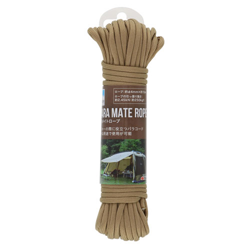 Tents, Tarps - KANUCHI OUTDOOR パラメイトロープ コヨーテ φ4mm×15m