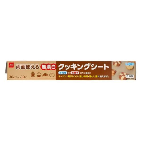 -------------------------------------------------------------- 画像はイメージです。 ※ PC環境により実際の色味や質感と異なって表示される場合がございます。 ※ 部品・パーツなどの一部の商品では本体の商品画像を使用しております。 ※ 製品の仕様・画像・パッケージは、メーカー側から予告なく変更される場合があります。 -------------------------------------------------------------- 漂白剤不使用で環境に配慮。食品がくっつきにくく後片付けが簡単。 ●無漂白クッキングシートは両面シリコーン樹脂加工をしていますので、両面使えます。●油や水を通しにくいので、天板や皿などを汚さずにパン、オーブン料理がきれいに仕上がります。●水蒸気を適度に通しますので、蒸し料理などに便利です。●お料理がサラッとはがれて型くずれしません。【使用上の注意】直火での使用、250度で20分以上の使用は、シートが燃えることがありますので絶対にしないでください。オーブントースターの場合、ペーパーが熱源に触れ燃えることがありますので次のことに注意してお使いください。(1)必ず天板を用いて、天板からシートをはみ出させないこと。(2)空焼きをしないこと。(3)食品の上にシートをかぶせないこと。(4)シートで包み焼きをしないこと。(5)お餅を焼かないこと。(お餅が焦げてシートに火が移ることがあるため)加熱時間や調理条件によっては、シートから煙が出たり、場合によっては燃えることがあります。調理器具の取扱い説明書に従ってお使いください。電子レンジなどのグリル機能やフライパンでは使用しないでください。■原産国日本 【メーカー・ブランド】 UBE / うべふぃるむ 【#194】　