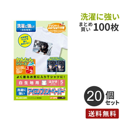 【送料無料】まとめ買い エレコム ELECOM アイロンプリントペーパー 白生地用 はがきサイズ 100枚[5枚入×20個] EJP-SWPH2