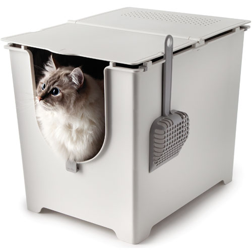 【あす楽】【送料無料】Flip Litter Box fip100 猫 猫トイレ ペット 機能的 オシャレ 飛び散り防止 猫砂 シート カバー 人気 ホワイト スコップ付き