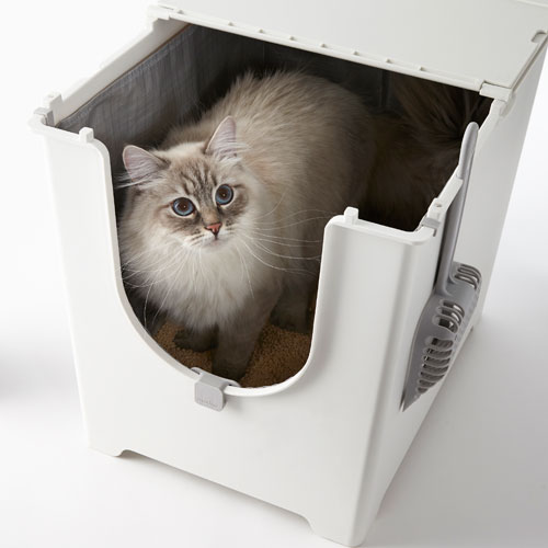 【あす楽】【送料無料】Flip Litter Box fip100 猫 猫トイレ ペット 機能的 オシャレ 飛び散り防止 猫砂 シート カバー 人気 ホワイト スコップ付き