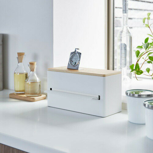 山崎実業 両面ティッシュケース リン RIN ナチュラル 4766 ティッシュケース キッチンペーパーケース ティッシュペーパー ビニール袋 ポリ袋 収納 [2]