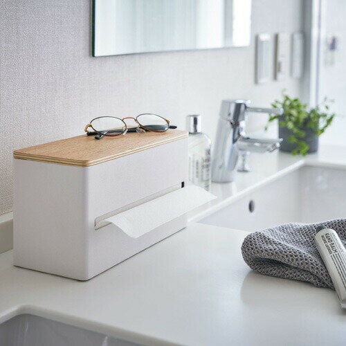 山崎実業 両面ティッシュケース リン RIN ナチュラル 4766 ティッシュケース キッチンペーパーケース ティッシュペーパー ビニール袋 ポリ袋 収納 [3]