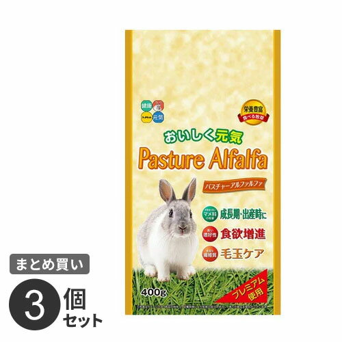 まとめ買い ハイペット パスチャーアルファルファ 栄養豊富 プレミアム厳選 400g 3個セット うさぎ 子ウサギ 牧草 おやつ 総合栄養食 毛玉ケア 小動物