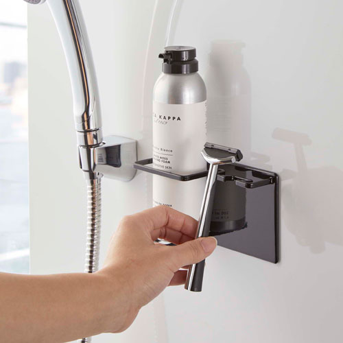 山崎実業 マグネットバスルームシェーバーフォーム&シェーバーホルダー タワー tower ブラック 5513