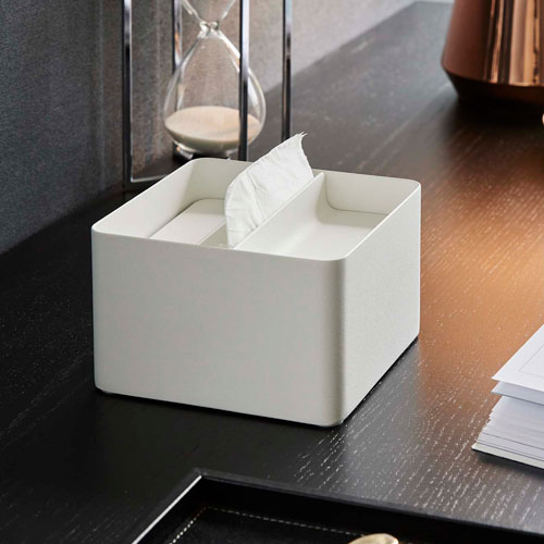 山崎実業 蓋付きハーフティッシュケース タワー tower ホワイト 6195 [3]