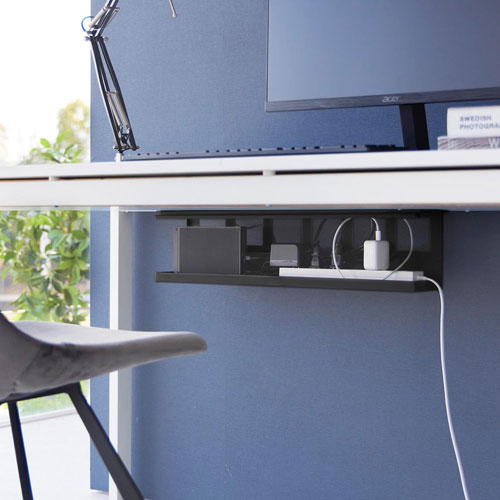 山崎実業 デスク下天板ケーブルラック タワー tower ロング ブラック 4479