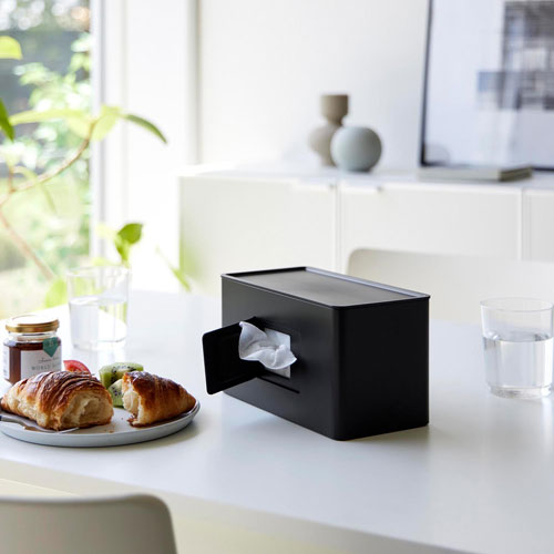 山崎実業 両面コンパクトティッシュ&ウェットシートケース タワー tower ブラック 2041 [2]