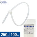 オーム電機 結束バンド ロックタイ 250mm 白 100本入 LT-250W100WH