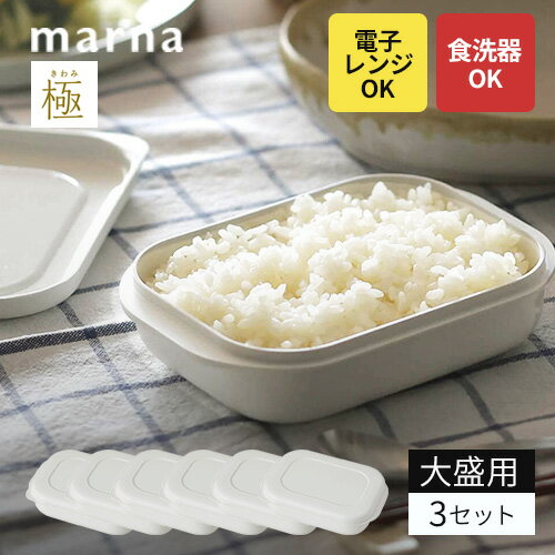 【5%OFFクーポン配布中】まとめ買い マーナ 極 冷凍ごはん容器 ホワイト 大盛用 2個入り×3セット 計6個 K784 冷凍ごはん 保存容器セット ご飯 保存容器